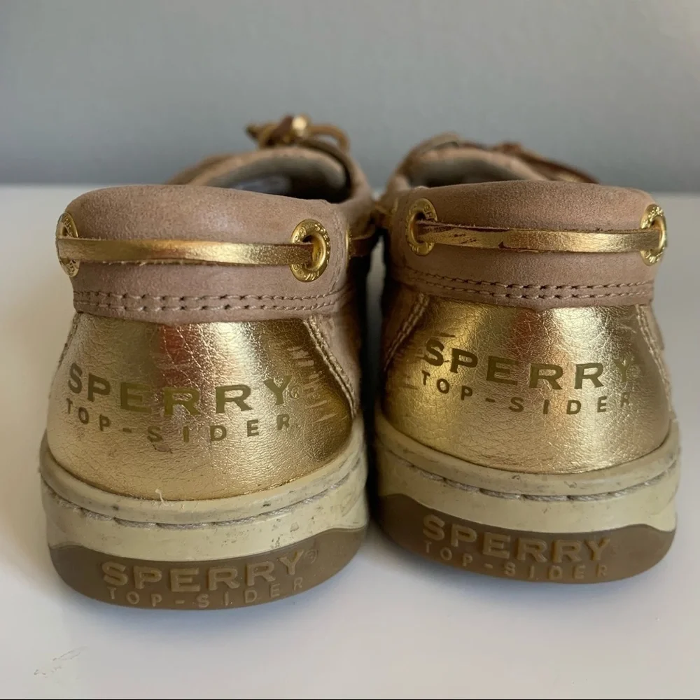 Sperry Top Sider Linen Gold Eyelet Shoes